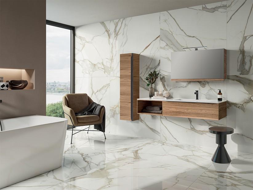 Badezimmerschrank Trendy 141 cm Belgravia Nussbaum und Waschbecken Hide Rechts Mattweiß | IperCeramica Badezimmerschrank Trendy 141 cm Belgravia Nussbaum und Waschbecken Hide Rechts Mattweiß | IperCeramica